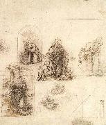 Leonardo  Da Vinci Studies for a Nativity oil painting on canvas